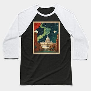 Vatican City Italy Starry Night Vintage Tourism Travel Poster Art Baseball T-Shirt